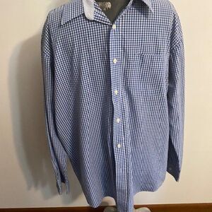James Tattersall Blue White Plaid button-down shirt, size XL